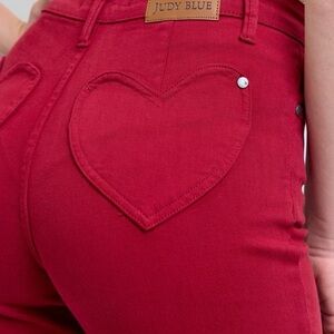 Judy Blue Women's Red Heart Back Pocket Jeans
